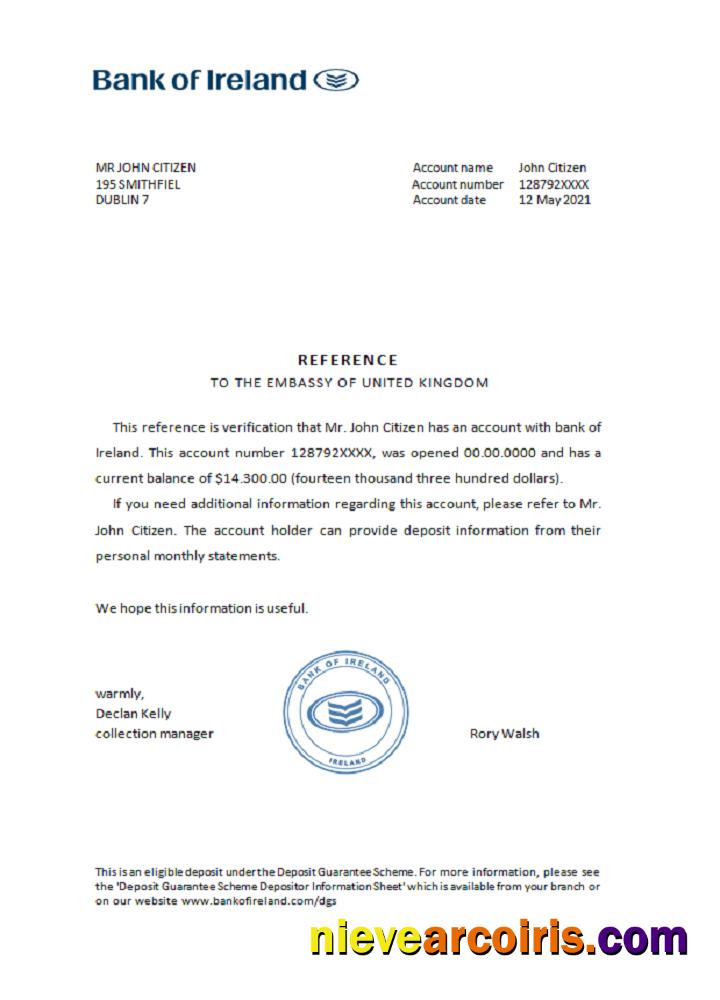 Ireland bank of Ireland reference